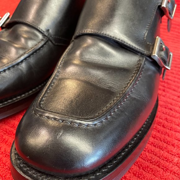 Prada Mens Buckle Boots Black Leather Mid Calf Round Toe Made In Italy - Picture 2 of 16